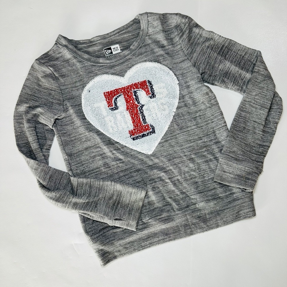New Era Girls Texas Rangers Reversible Sequin Shirt  7/8 Long Sleeve MLB
